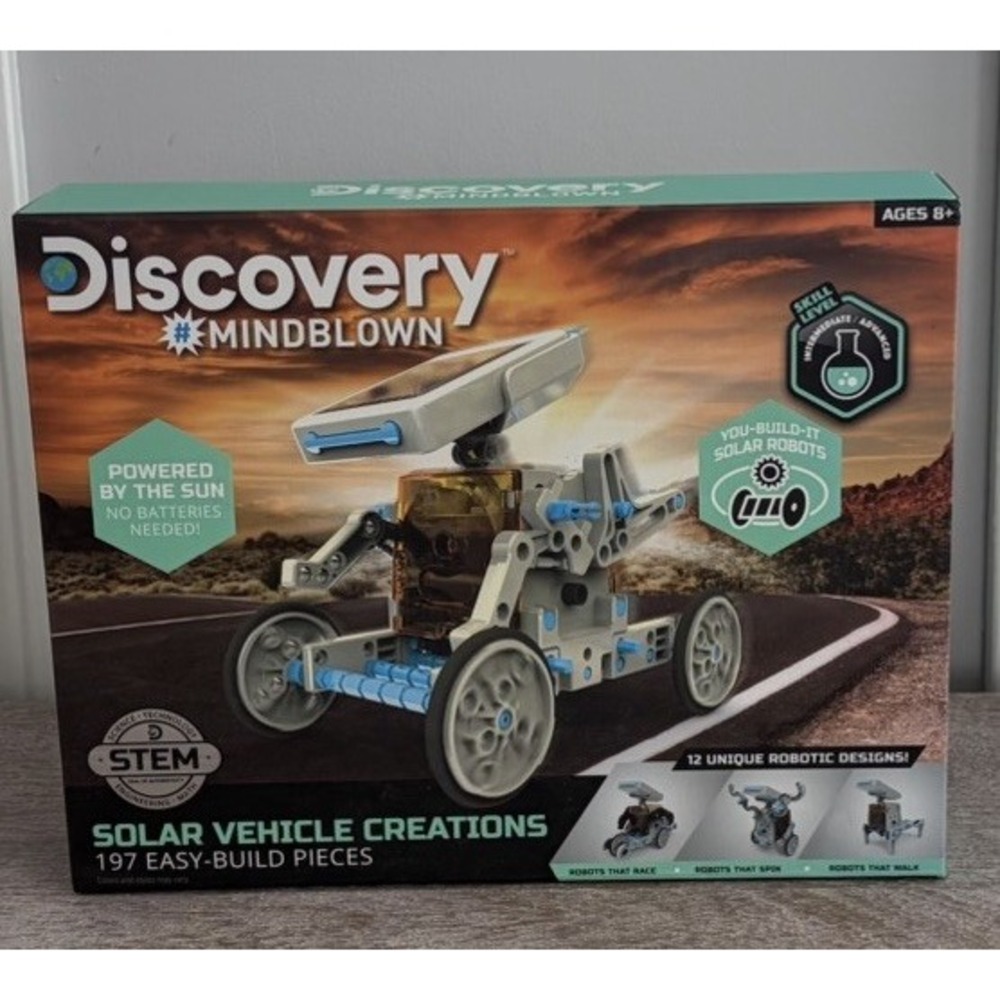 NEW Discovery Kids Mindblown STEM 12-in-1 Solar Vehicle Creation 197 Piece Kit